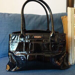 Black Patent Leather Kate Spade Tote with Bow and Dust Bag
